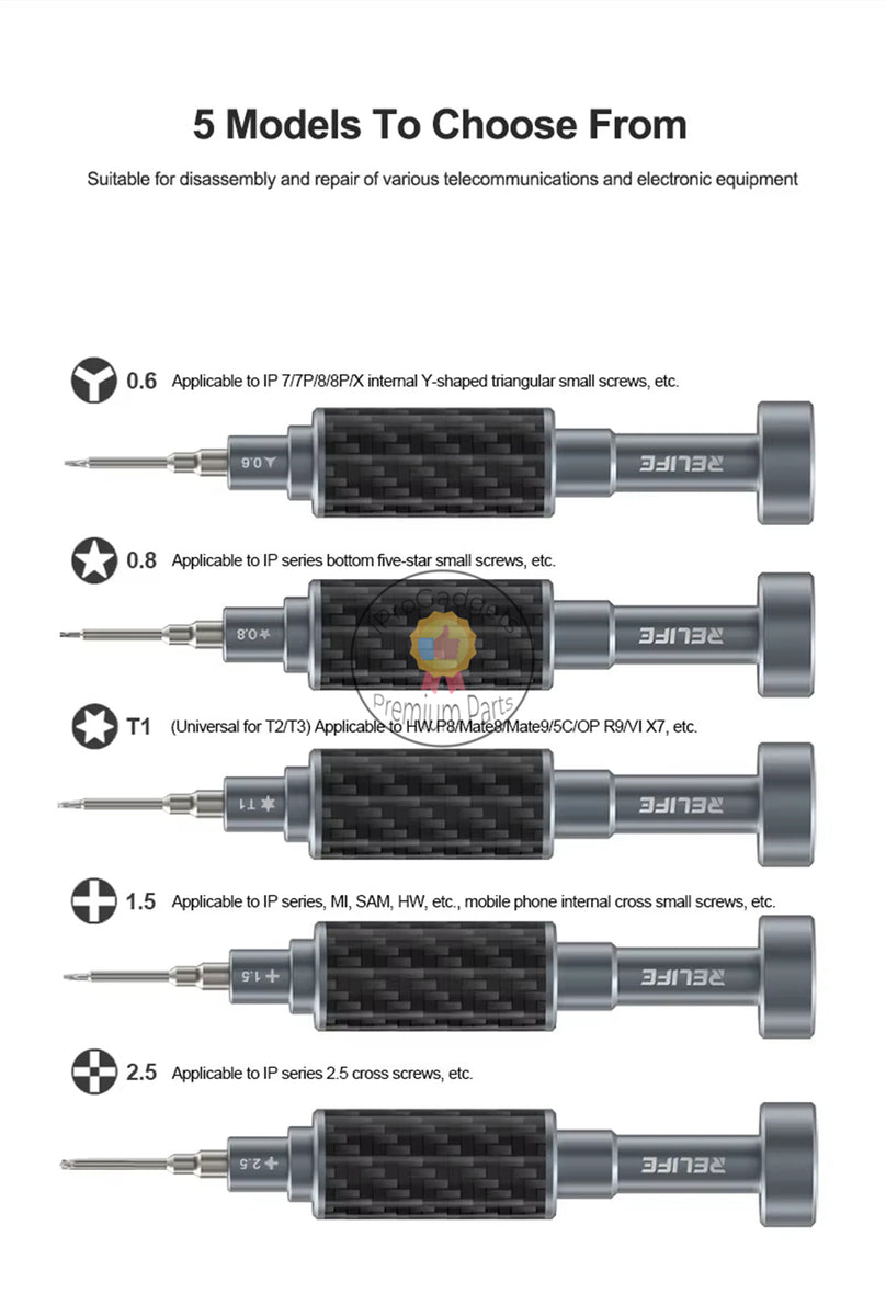 Relife RL-729 Carbon Fiber Screwdriver Steel Cannon King（Y0.6/0.8/+1.5 ...