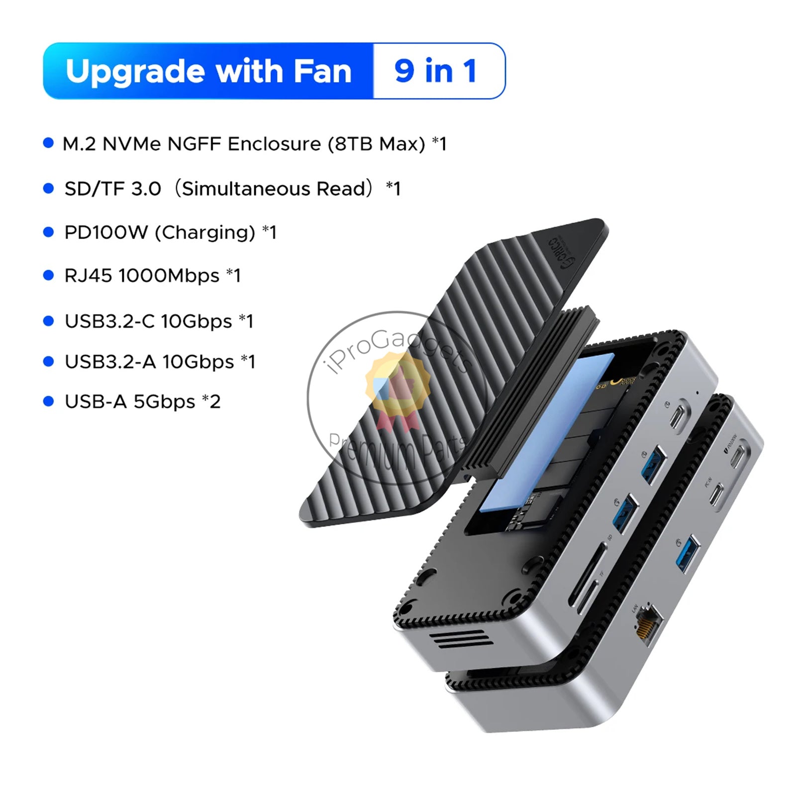 Orico M2P7 9-Port Docking Station with M.2 NVMe SSD Enclosure
