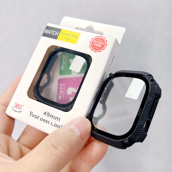 Para funda impermeable Apple Watch con protector de pantalla de vidrio