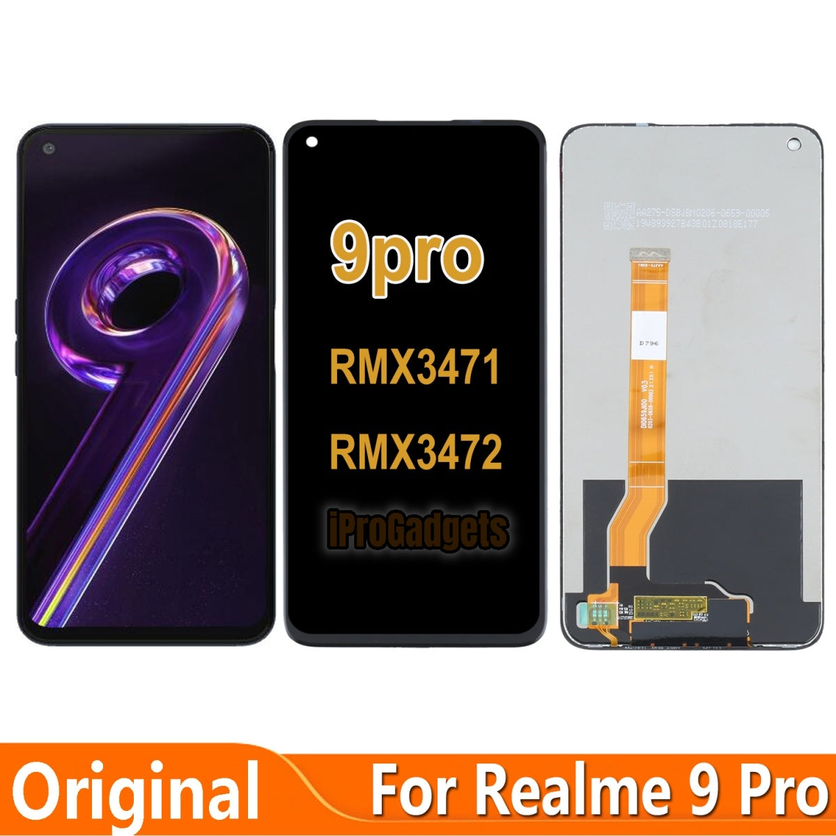 Display LCD + Touch Screen Per Realme 9 Pro (RMX3471/RMX3472) &ndash; Nero, Nuovo