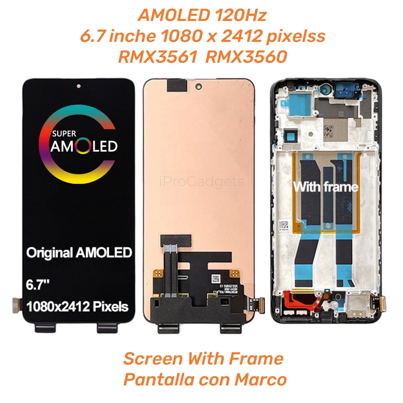 Replacement AMOLED Display Touch Screen With Frame For Realme GT