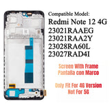Replacement New Display for Xiaomi Redmi Note 12 4G 23021RAAEG 23021RAA2Y 23027RAD4I 23028RA60L AMOLED Touch Screen With Frame Assembly