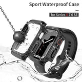 Para funda impermeable Apple Watch con protector de pantalla de vidrio
