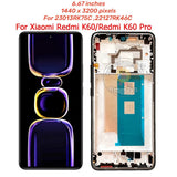 Replacement OLED Display for Xiaomi Redmi K60 / K60 Pro 23013RK75C 22127RK46C 120HZ Touch Screen with Frame Assembly