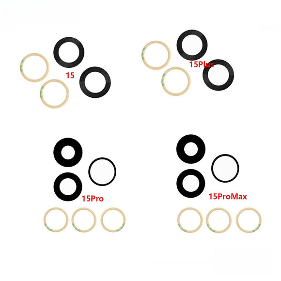 Replacement Back Camera Lens Glass With Adhesive Repair Parts For iPhone 15 Plus Pro Max