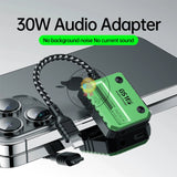 30W Adapter Plextone GS1 2-in-1 Light Ning Charger to 3.5mm Headphone Music Jack Earphones Hi-Res PD Fast Charge Adapter