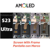 Pantalla táctil AMOLED de repuesto con marco para Samsung S23 Ultra S918 S918U S918B