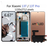 Pantalla táctil de repuesto AMOLED con marco para Xiaomi 13T / 13T Pro 2306EPN60G 23078PND5G