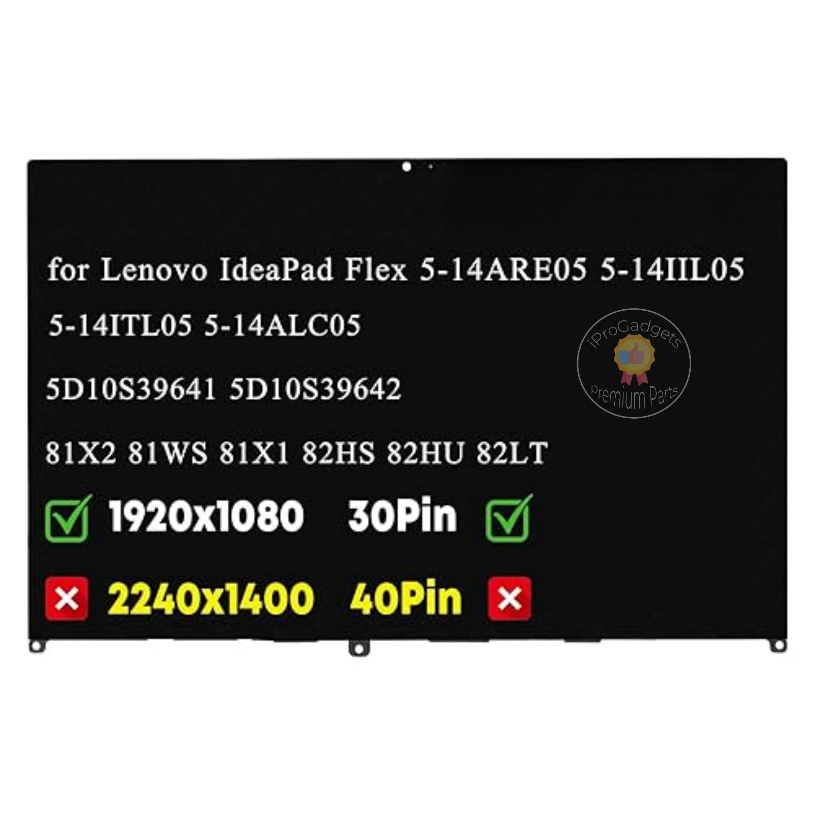 Replacement Display For Lenovo IdeaPad Flex 5-14ALC05 5-14ARE05 5 