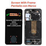 Pantalla táctil AMOLED de repuesto con marco para Samsung Galaxy S23 SM-S911B 