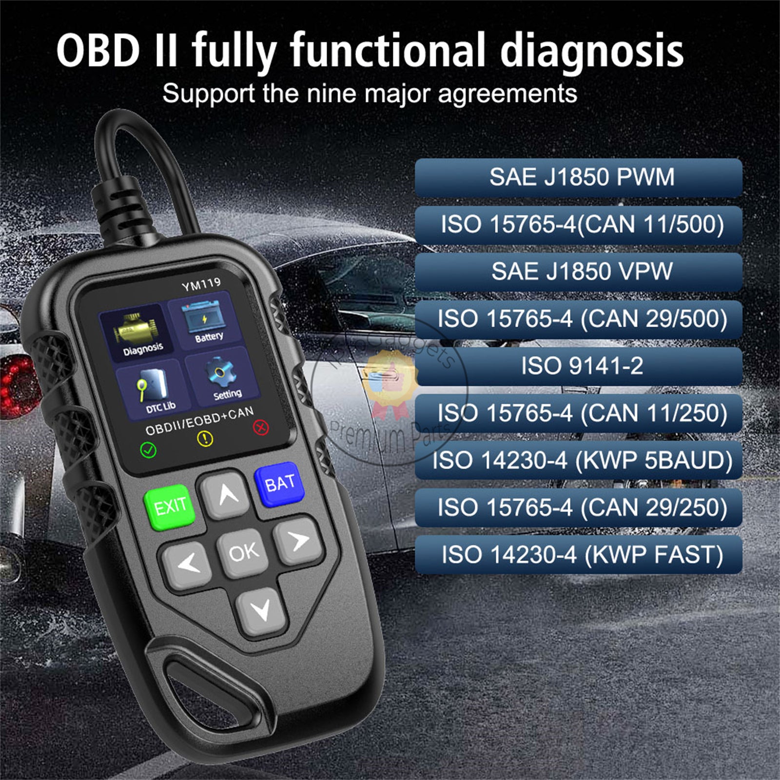 Multi-language OBD2 Code Reader Work for All Cars YM119 Car Auto ...
