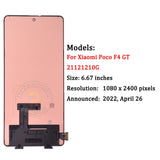 Replacement New Display for Xiaomi Poco F4 GT 5G 21121210G 120Hz AMOLED Touch Screen Assembly Black