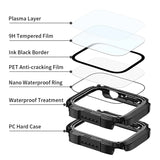 Para funda impermeable Apple Watch con protector de pantalla de vidrio