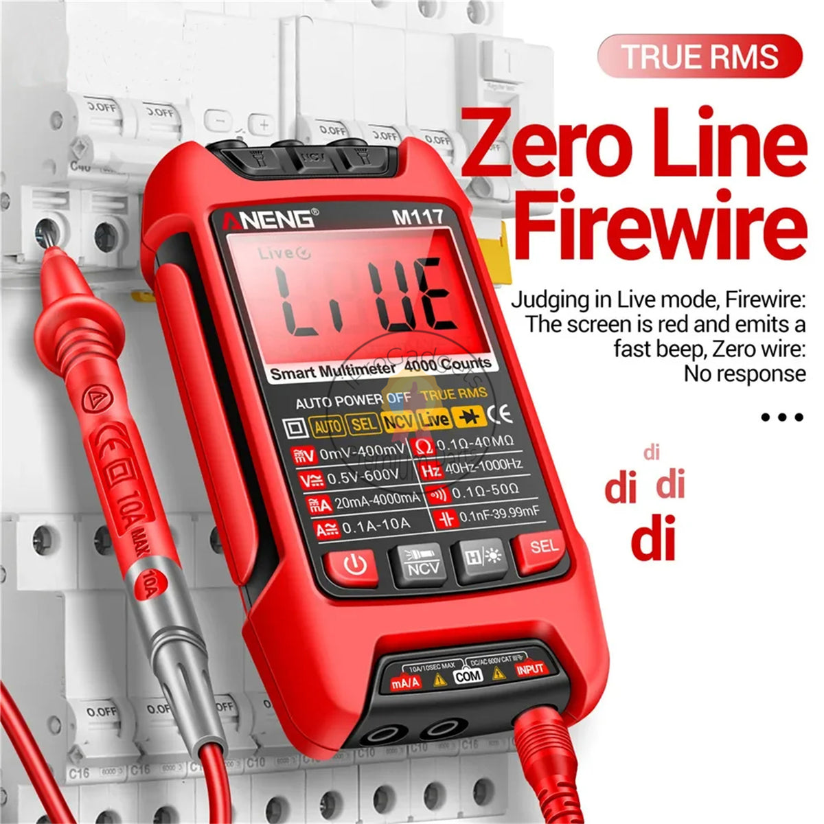 Aneng M117 Multimeter Smart Digital 4000-Count ACDC Current Voltage ...