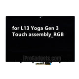 Replacement Full Display for Lenovo ThinkPad L13 Yoga Gen 3 5M11F25315 LCD Touch Screen With Frame Bezel Assembly