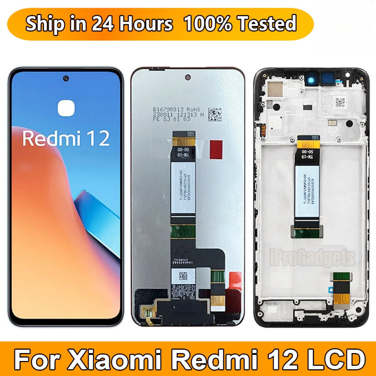 thumbnail image 2 of Xiaomi Redmi 12 LCD Display & Touch Screen Glass Replacement – 23053RN02 / 23053RN02Y (Black) 2 of 6