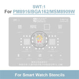 Amaoe SWT1-4 BGA Reballing Steel Mesh Stencil Template for Smart Watch SL8521E/MSM8909W SL8521E/RK3566 Solder Tin Net