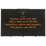 Replacement 14 inch LCD Display Touch Screen Assembly for Lenovo Yoga 7-14ACN6 7-14ITL5 Yoga 7-14ITL5 5D10S39740 5D10S39670