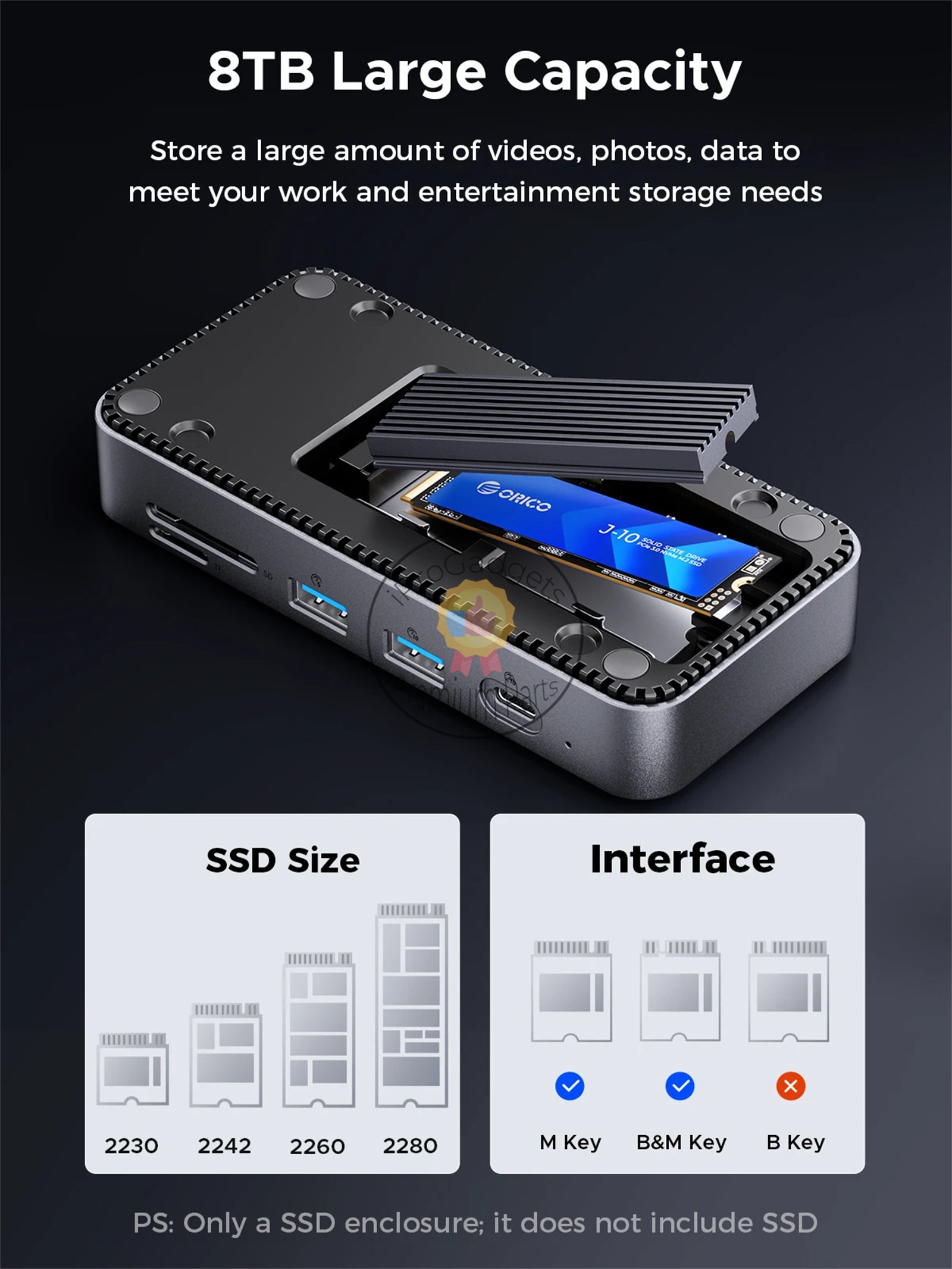 Orico M2P7 9-Port Docking Station with M.2 NVMe SSD Enclosure