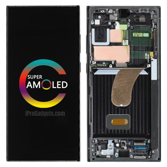 Pantalla táctil AMOLED de repuesto con marco para Samsung S23 Ultra S918 S918U S918B