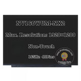 Replacement New Display NV160WUM-NX2 NV160WUM-NX3 16.0 inch 165Hz FHD LCD Screen For Gaming Laptop