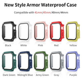 Para funda impermeable Apple Watch con protector de pantalla de vidrio