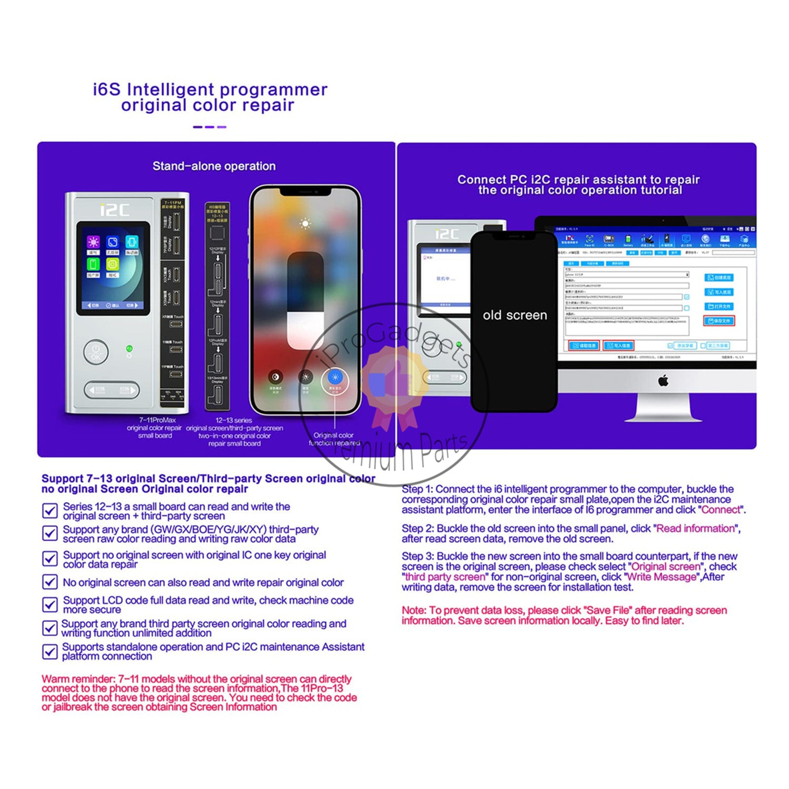 14+ Programmer Calc i2C i6S Intelligent Programmer for iPhone 7-14 ProMax True Tone