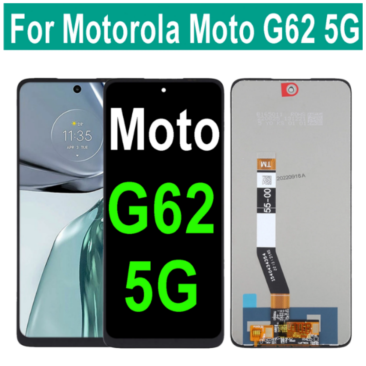 Écran LCD + Vitre Tactile Pour Motorola Moto G62 5G – Noir – Sans Châssis