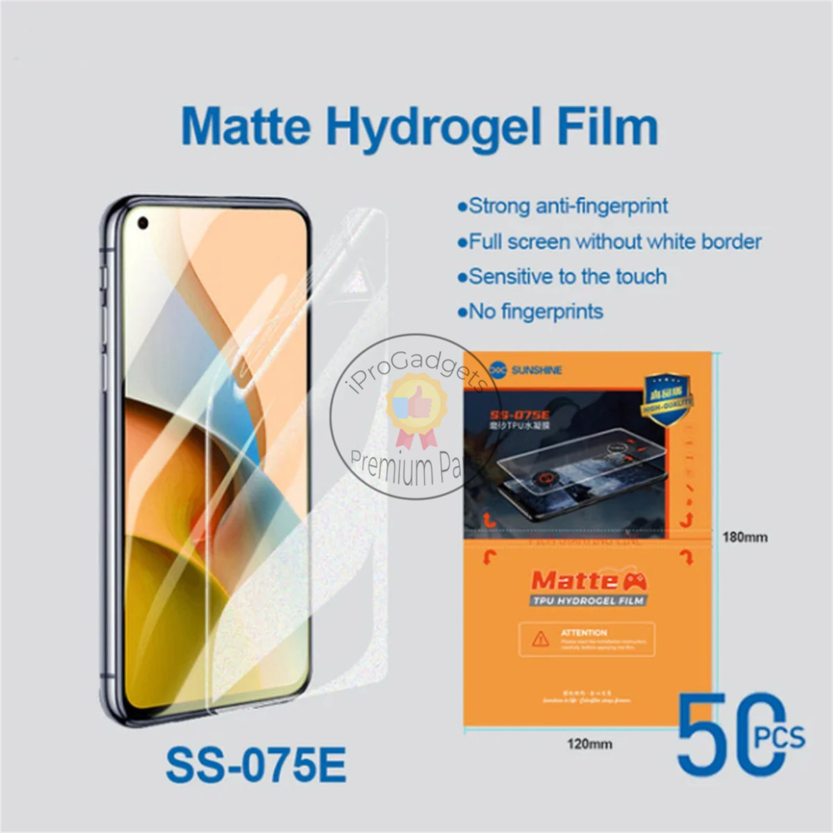 Sunshine SS-075E Matte Hydrogel Film With Cutting Code Anti-blue HD ...