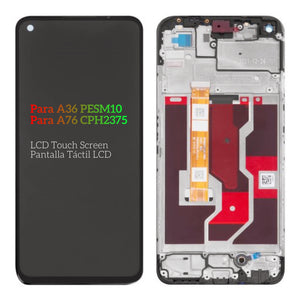 Pantalla táctil LCD de repuesto con marco para OPPO A36 PESM10 A76 CPH2375