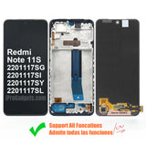 Pantalla táctil LCD AMOLED de repuesto con marco para Xiaomi Redmi Note 11S 2201117SG 2201117SI 2201117SY 2201117SL