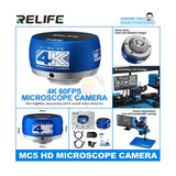 RELIFE MC5 4K Ultra HD Industrial Video Microscope Camera