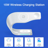3 in 1 Qi Wireless Charger Stand for iPhone for Apple Watch Airpods Fast Charging Dock