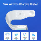 3 in 1 Qi Wireless Charger Stand for iPhone for Apple Watch Airpods Fast Charging Dock