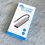 Type C to HDMI 6 in 1 Adapter USB 3.0 PD SD TF HUB Grey