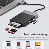 USB 3.0 Multi Functional Card Reader 6 in 1 HUB For XQD CF SD TF