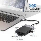USB 3.0 Multi Functional Card Reader 6 in 1 HUB For XQD CF SD TF