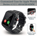 For Apple Watch iWatch 38mm 42mm 40mm 44mm Waterproof Rugged Case with Silicone Band Strap