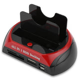 All-in-One-Dual-Bay-2,5-Zoll-3,5-Zoll-HDD-Dockingstation, eSATA, USB 2.0 zu IDE, SATA-Festplatte, OTB-Backup-Dock mit Kartenleser