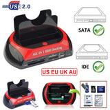 All-in-One-Dual-Bay-2,5-Zoll-3,5-Zoll-HDD-Dockingstation, eSATA, USB 2.0 zu IDE, SATA-Festplatte, OTB-Backup-Dock mit Kartenleser