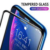 für iPhone Hochklarer staubdichter Displayschutz 3D Vollgehärtetes Glas mit Ohrhörer-Anti-Staubnetz