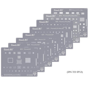 Qianli BGA Reballing Stencil for iPhone 13 12 11 Pro Max XS XR X 8 7 6S 6 IC Chip CPU Tin Planting Soldering Template Solder Net