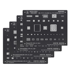 Mega-Idea Black Steel BGA Reballing Stencil for iPhone 13 12 11 Pro MAX XS XR X 8 7 6 6S Plus CPU Chip Soldering Net