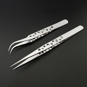 Tweezers Electronics Anti-static Curved Straight Tip Precision Stainless Forceps Mobile Phone Repair DIY Hand Tools Sets
