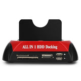 All-in-One-Dual-Bay-2,5-Zoll-3,5-Zoll-HDD-Dockingstation, eSATA, USB 2.0 zu IDE, SATA-Festplatte, OTB-Backup-Dock mit Kartenleser