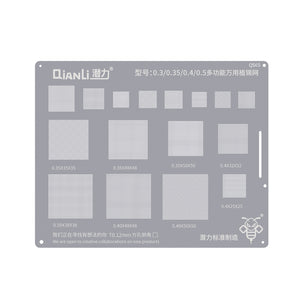 Qianli Multi-Function Universal BGA Reballing Stencil 0.3 0.35 0.4 0.5 Square Hole Solder Template 0.12mm 0.35x35x35 0.4x32x32
