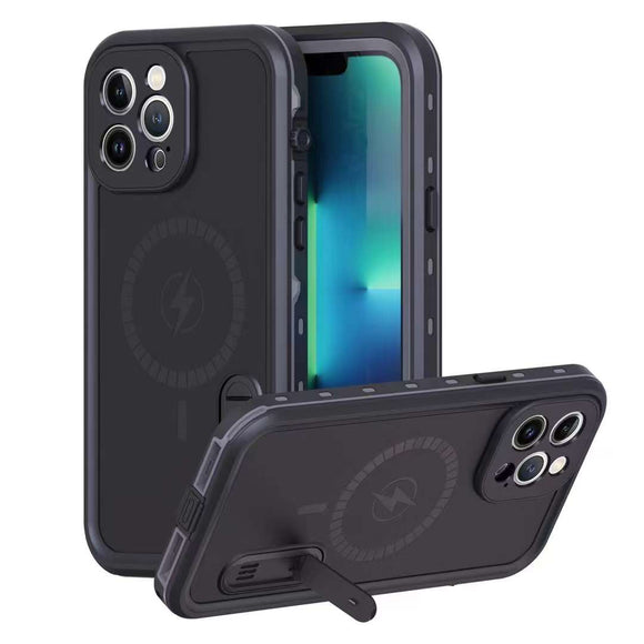 For iPhone 12 13 Pro Mini Max RedPepper Shockproof Waterproof Mag safe Case with Holder Rugged Cover Wireless Charger Phone Case