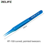 RELIFE RT-11D RT-15D Titanium Alloy Tweezers Maintenance Tools Precision Curved Straight Tweezer Cell Mobile Phone Repair Tools