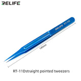RELIFE RT-11D RT-15D Titanium Alloy Tweezers Maintenance Tools Precision Curved Straight Tweezer Cell Mobile Phone Repair Tools