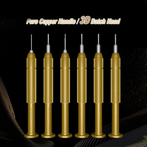 Wolve 6PCS Set Pure Copper 3D Screwdriver Foxconn Designated Screwdrivers For Mobile Phone Watch Disassembly Tool
